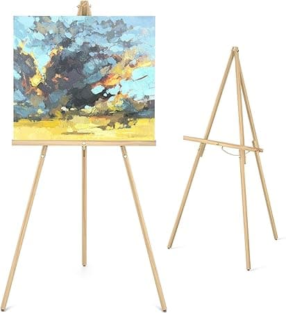 Customizable Wooden Easel Tripod Display Artist - 63" Adjustable Floor Poster Stand product